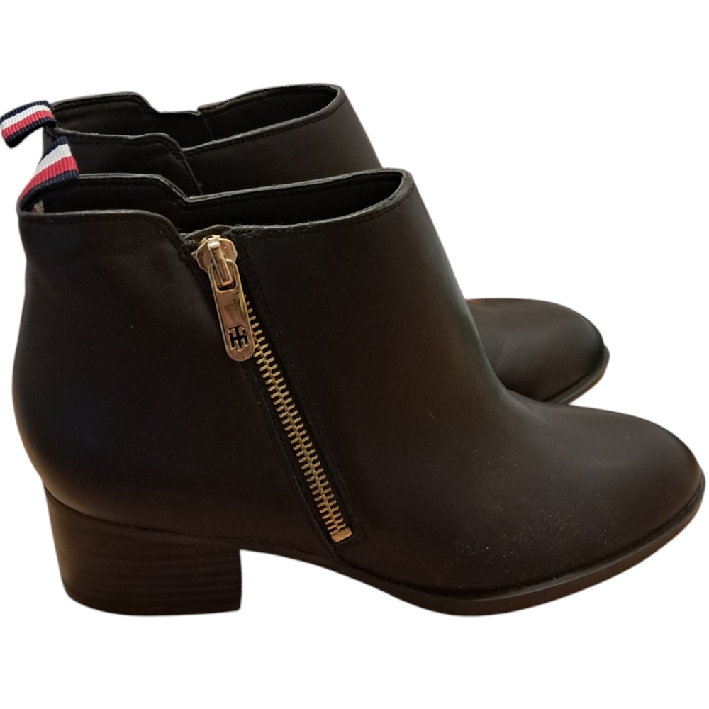 Tommy Hilfiger Black Ankle Booties with Side Zipper
